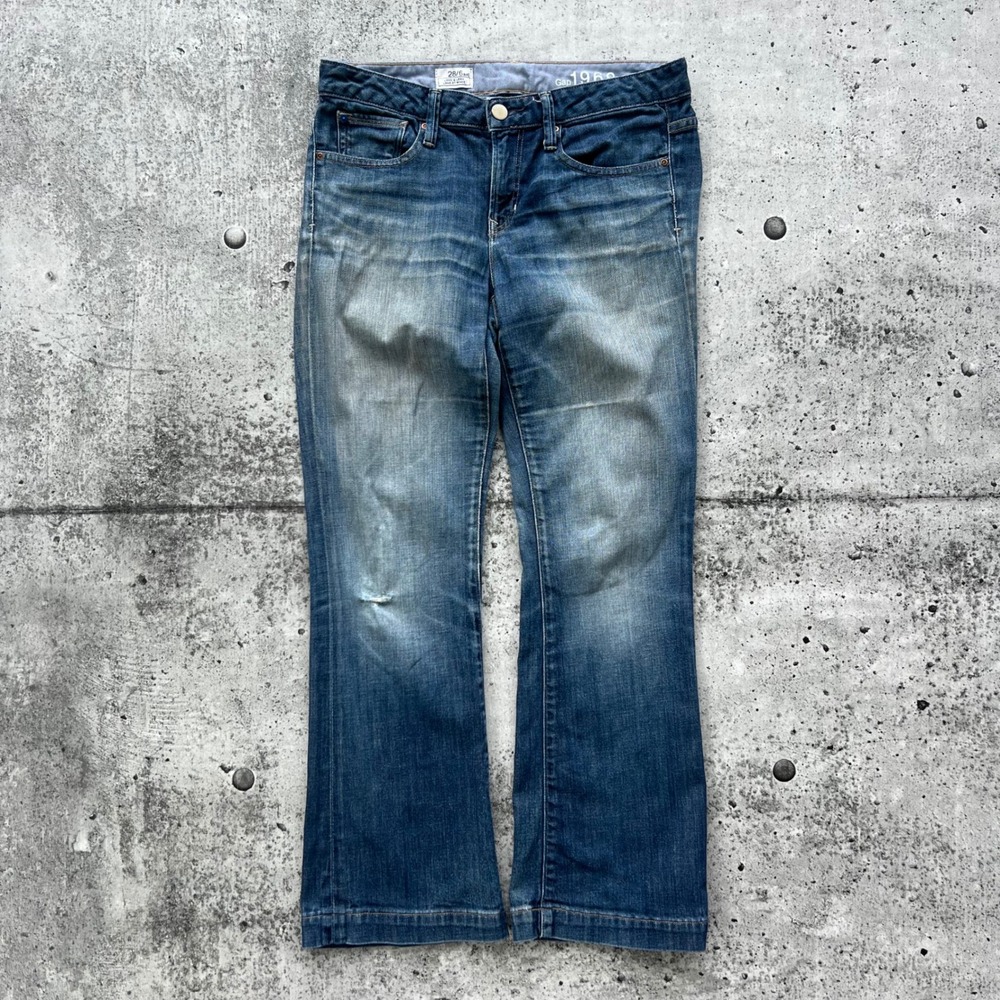 Y2K Gap 1969 Jeans Women 28/6 Blue Bootcut Mid Rise Distressed Long & Lean Denim
